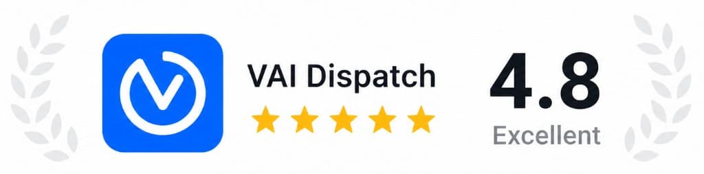 VAI Dispatch app rating: 4.8 Excellent with five stars