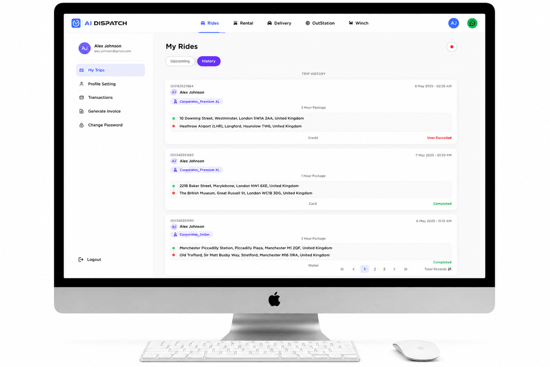 Live trip tracking with driver and vehicle information