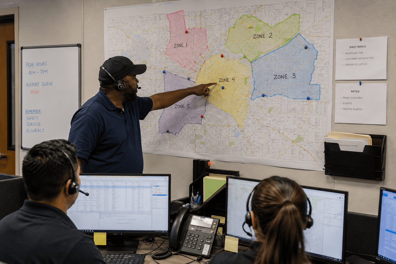 Fleet scaling stages from 50 to 150 to 300 to 500 drivers with key actions